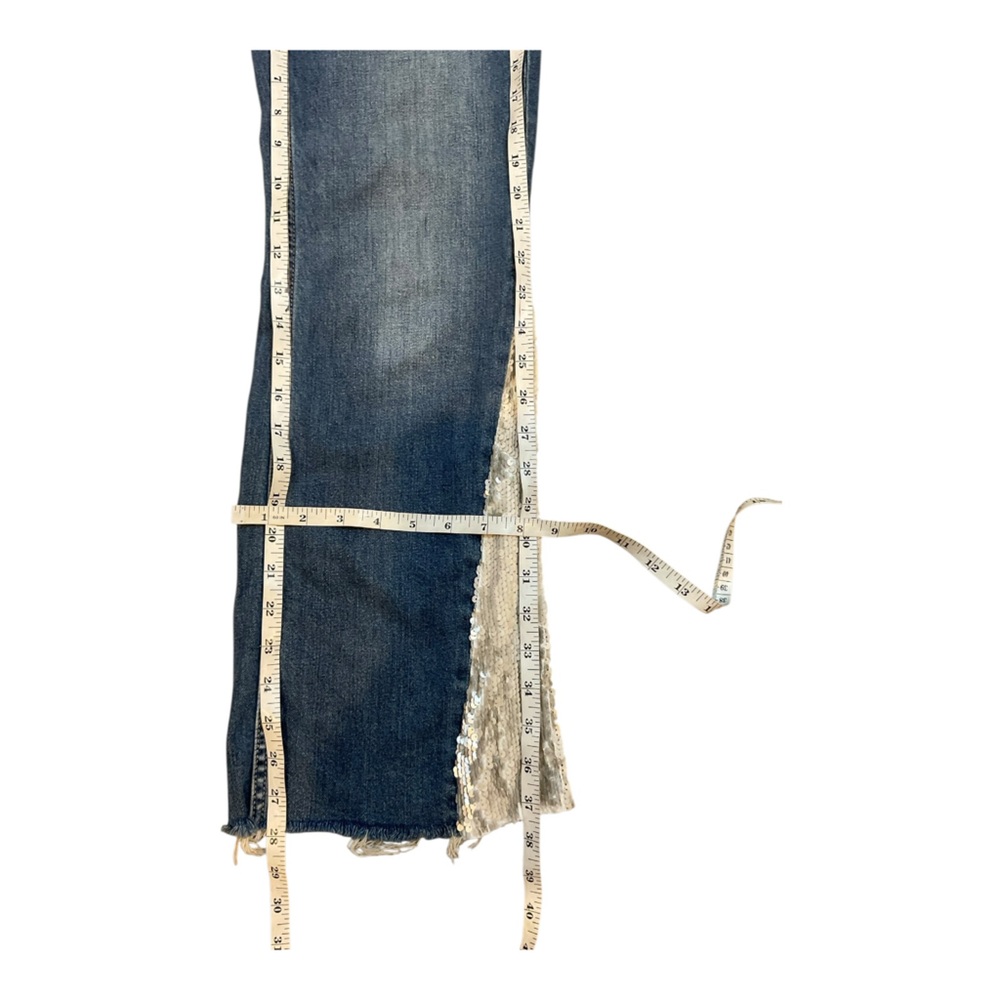 Pilcro and The Letterpress Women's High-Rise Sequined Flared Jeans Blue Size 26 - Picture 15 of 16